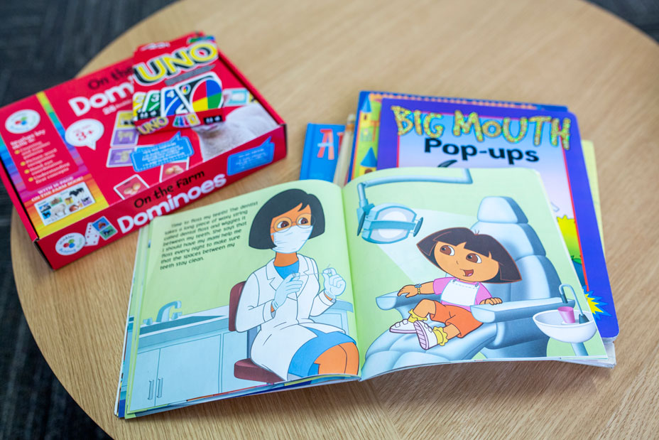 Games and books which children can use while waiting for their dental appointment